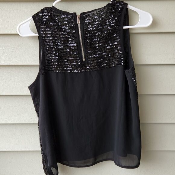 Classy Sequin night Sleeveless black top/  size S - Picture 4 of 4